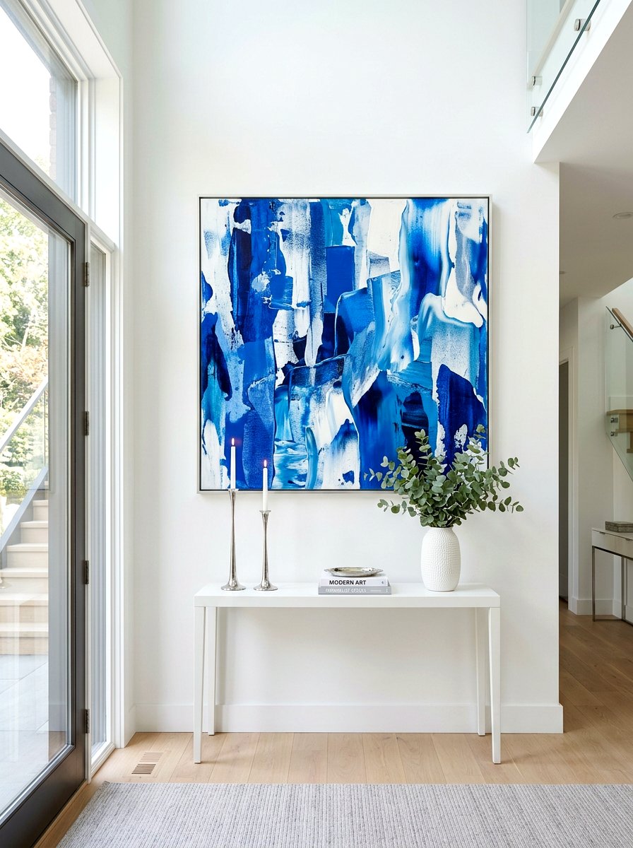 Oversized Art Piece - 30 foyer accent wall ideas