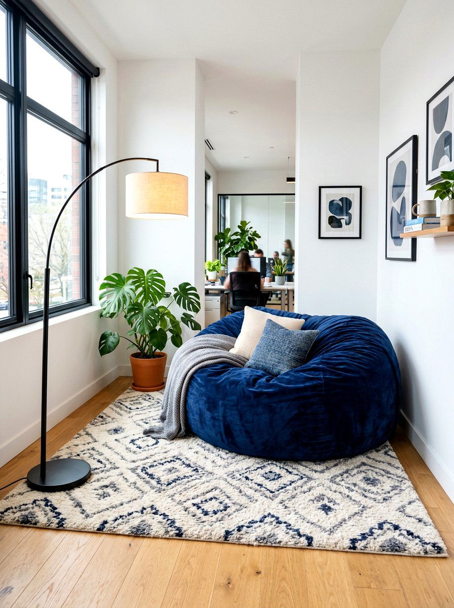 Oversized Bean Bag Area - 30 office reading corner ideas