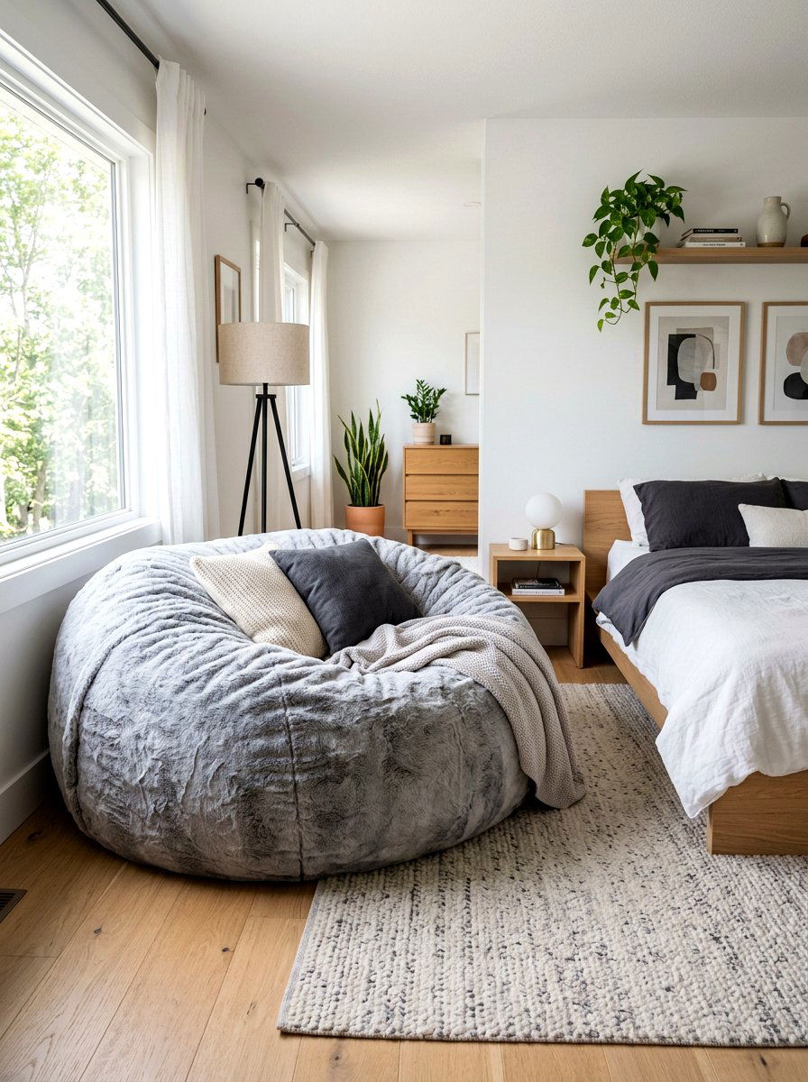 Oversized Bean Bag - 30 bedroom mini lounge ideas
