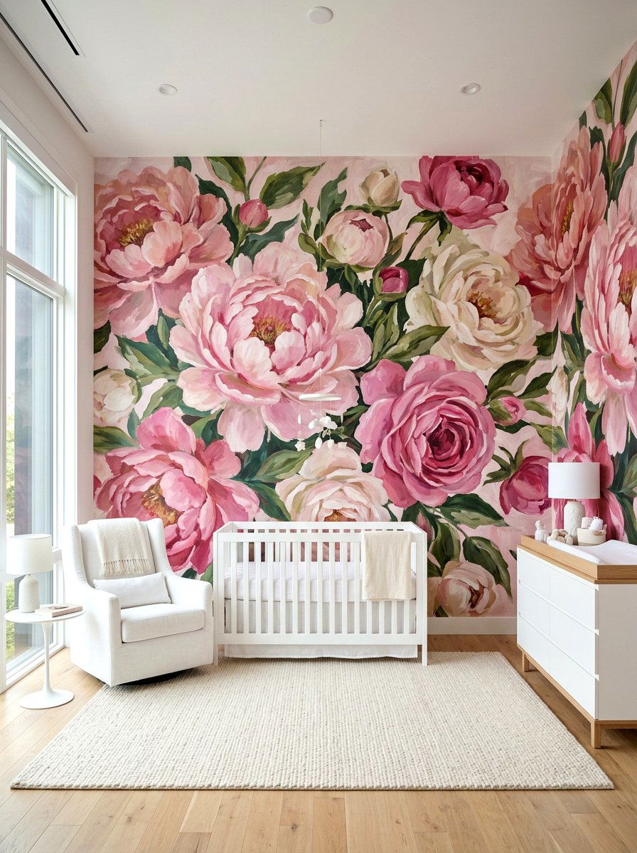 Oversized Bloom Wallpaper - 30 floral nursery ideas