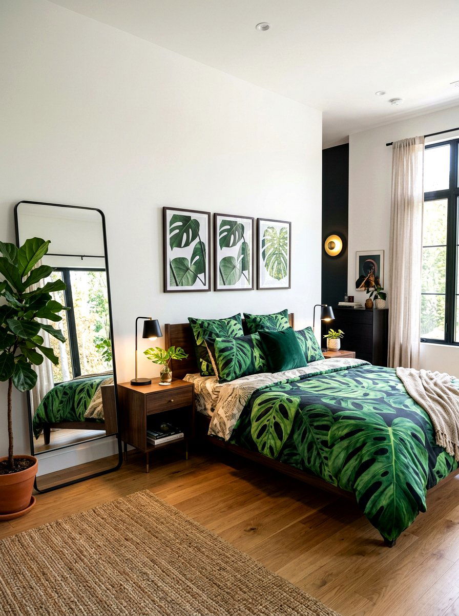 Oversized Botanical Leaf Bedding - 30 floral bedding aesthetic ideas