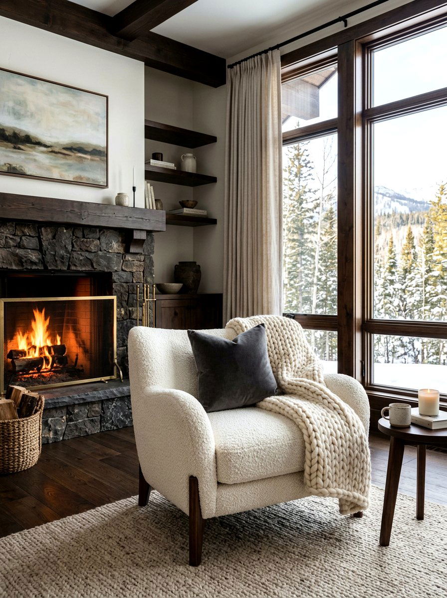 Oversized Boucle Accent Chair - 30 boucle living room ideas