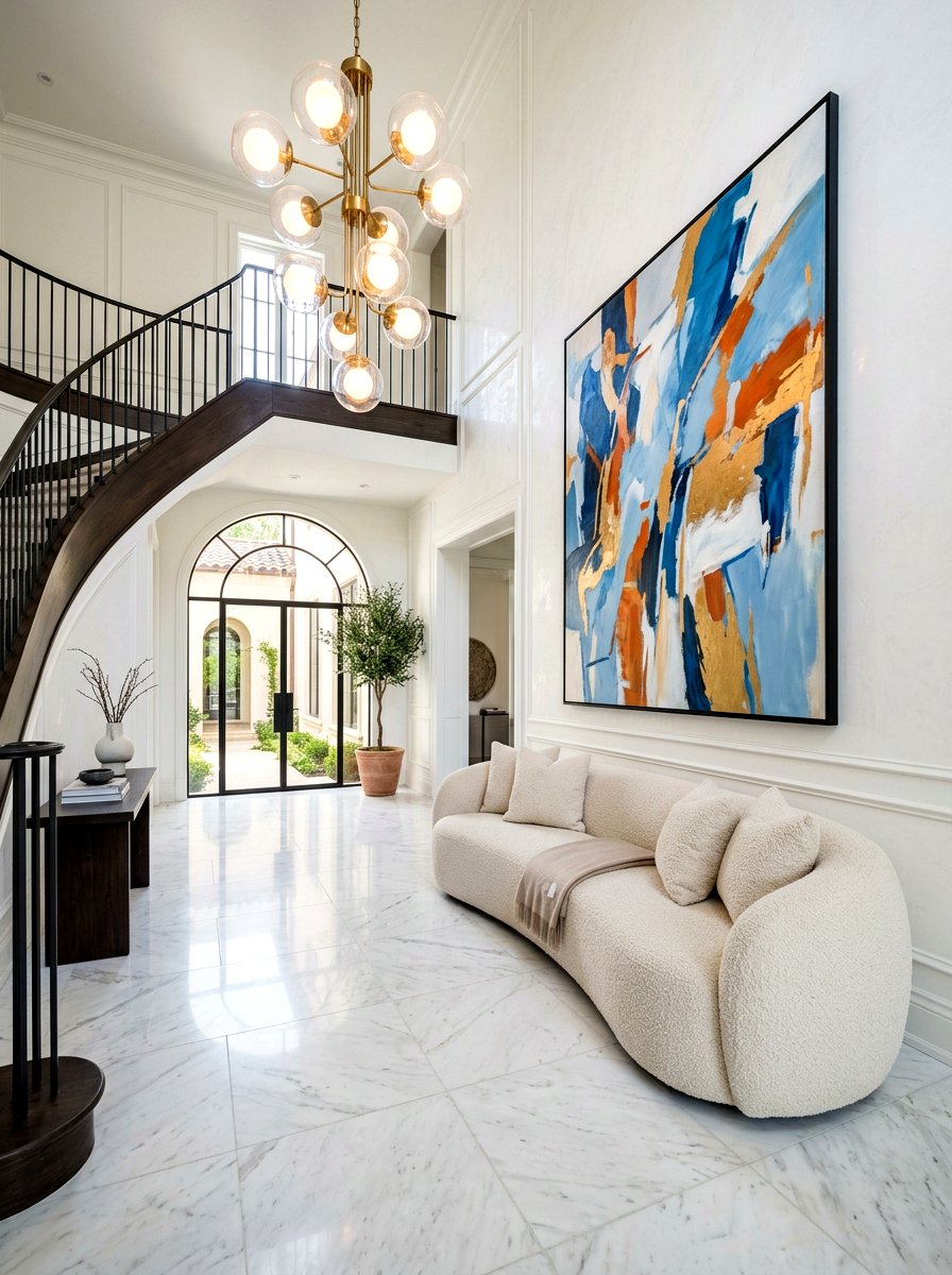Oversized Boucle Bench - 30 boucle entry bench ideas