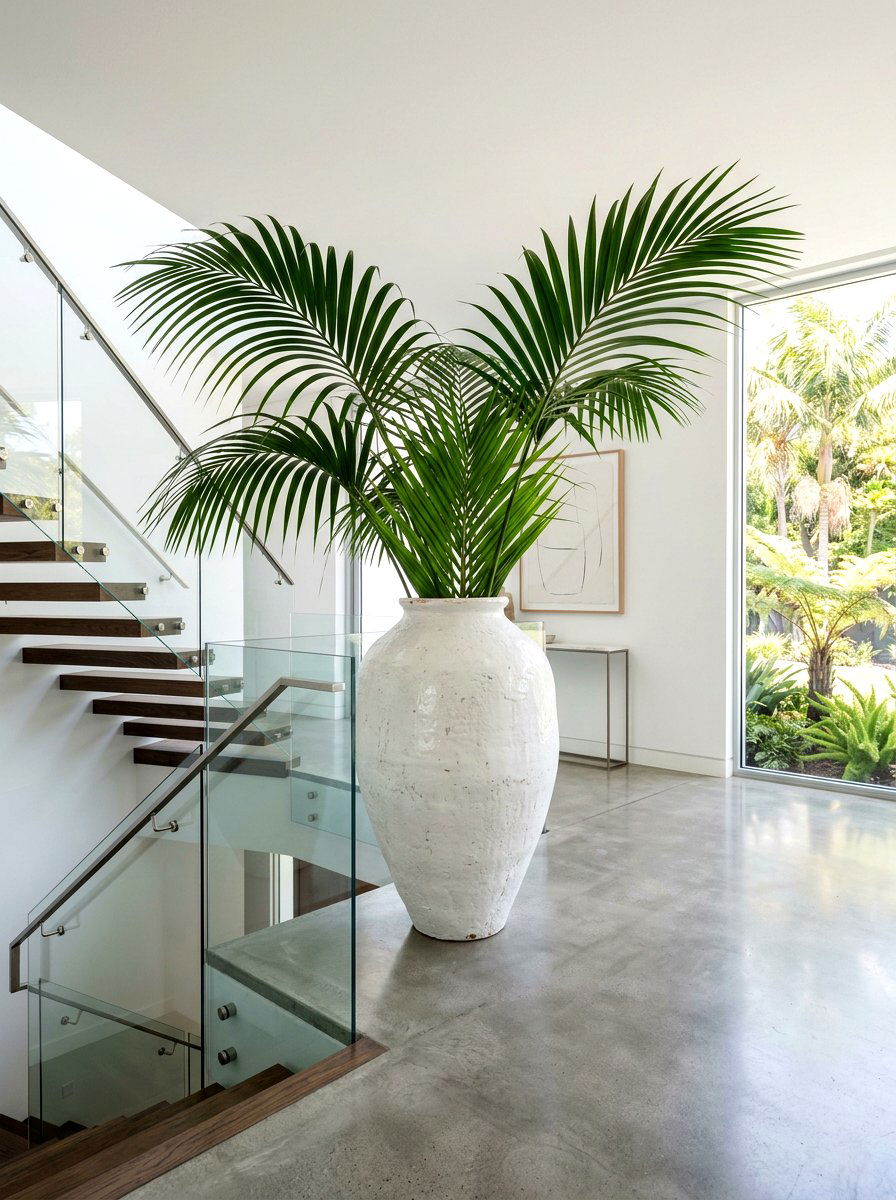 Oversized Ceramic Floor Vase - 30 stair landing plant nook ideas