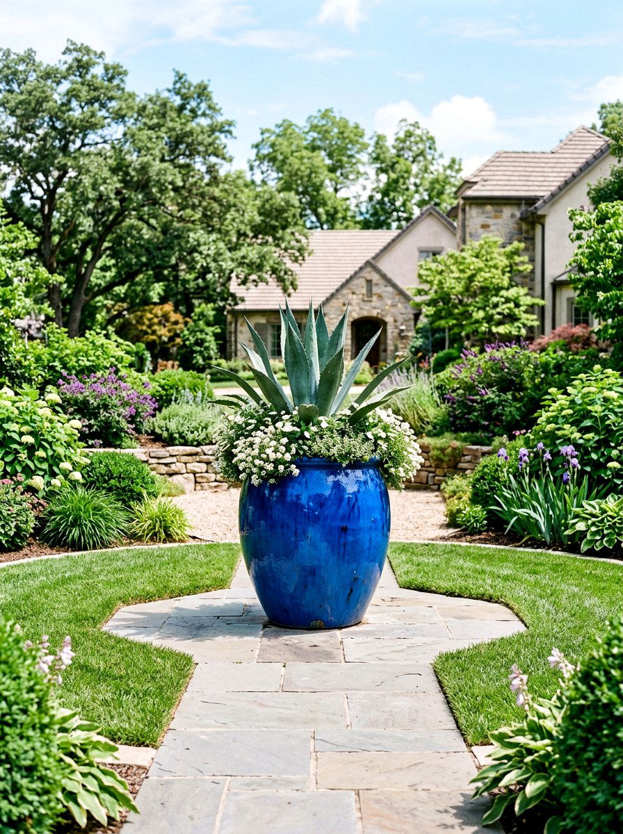 Oversized Ceramic Planter - 30 container garden makeover ideas