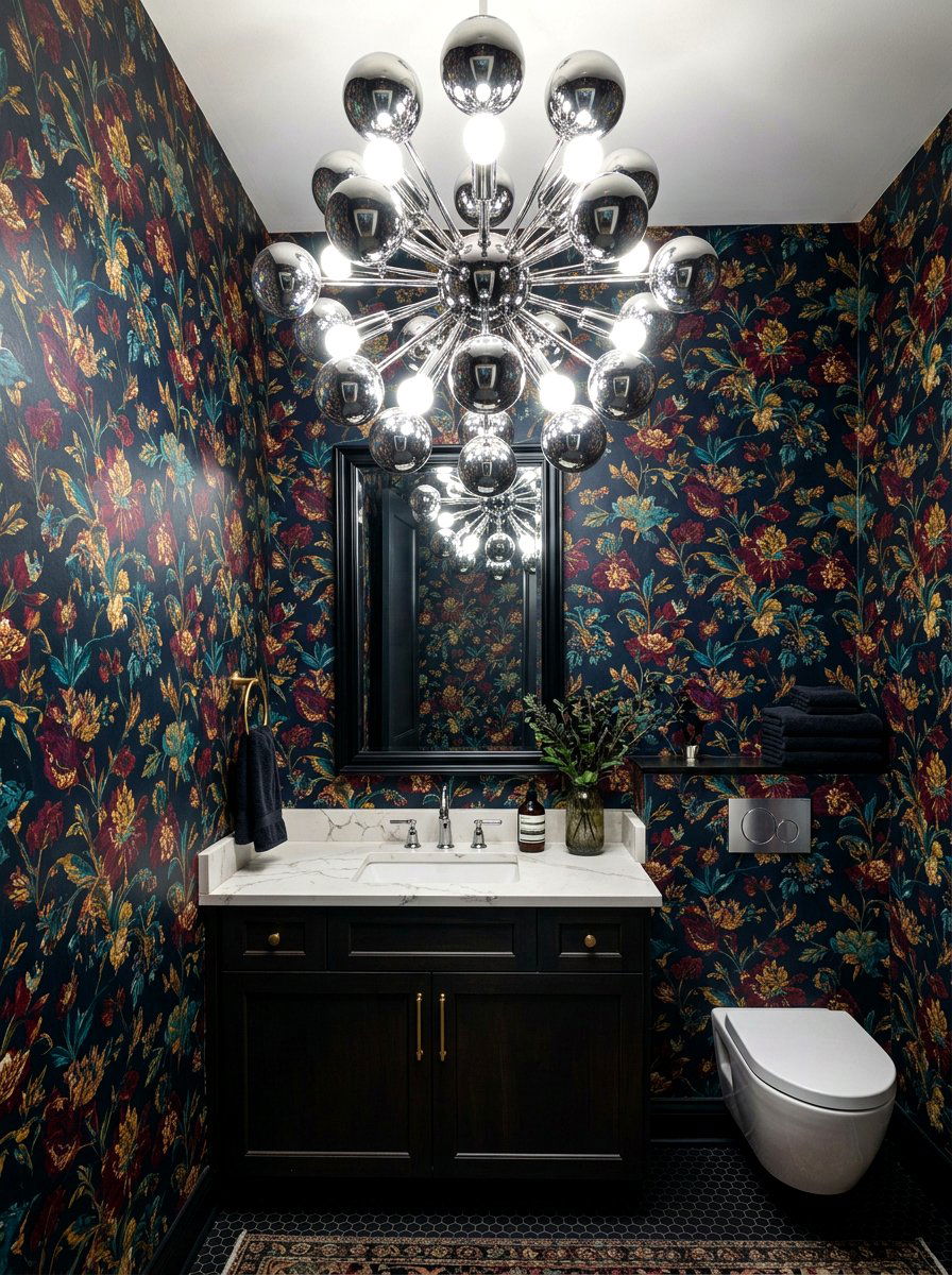 Oversized Chrome Globe Sconce - 30 chrome bathroom lighting ideas