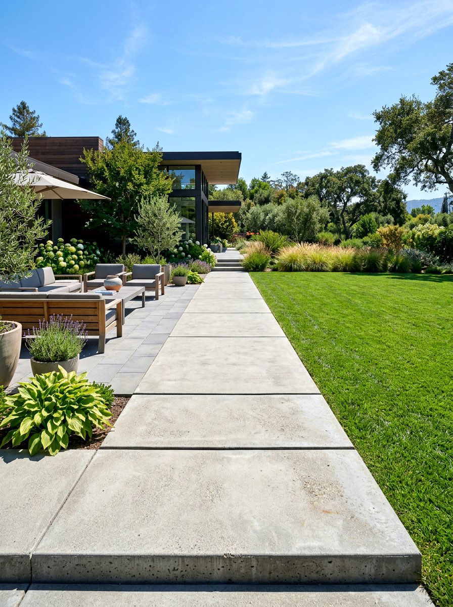 Oversized Concrete Slab - 30 concrete garden border ideas