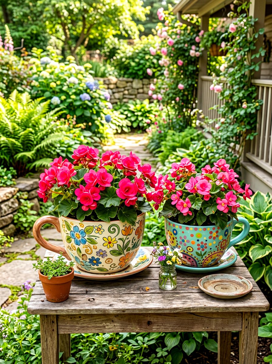Oversized Cup Front Porch Flower Pots - 30 front porch flower pot ideas