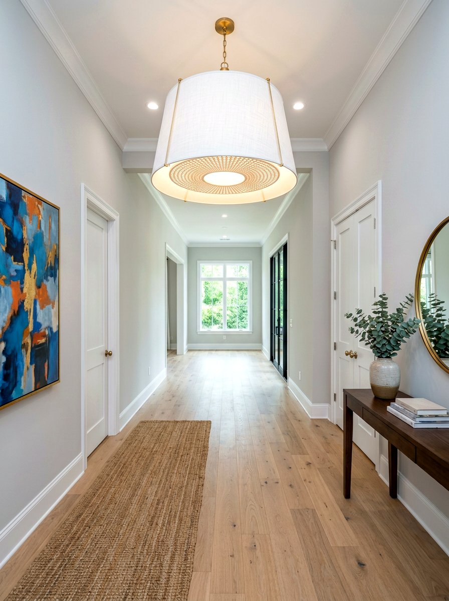 Oversized Drum Pendant - 30 hallway lighting ideas