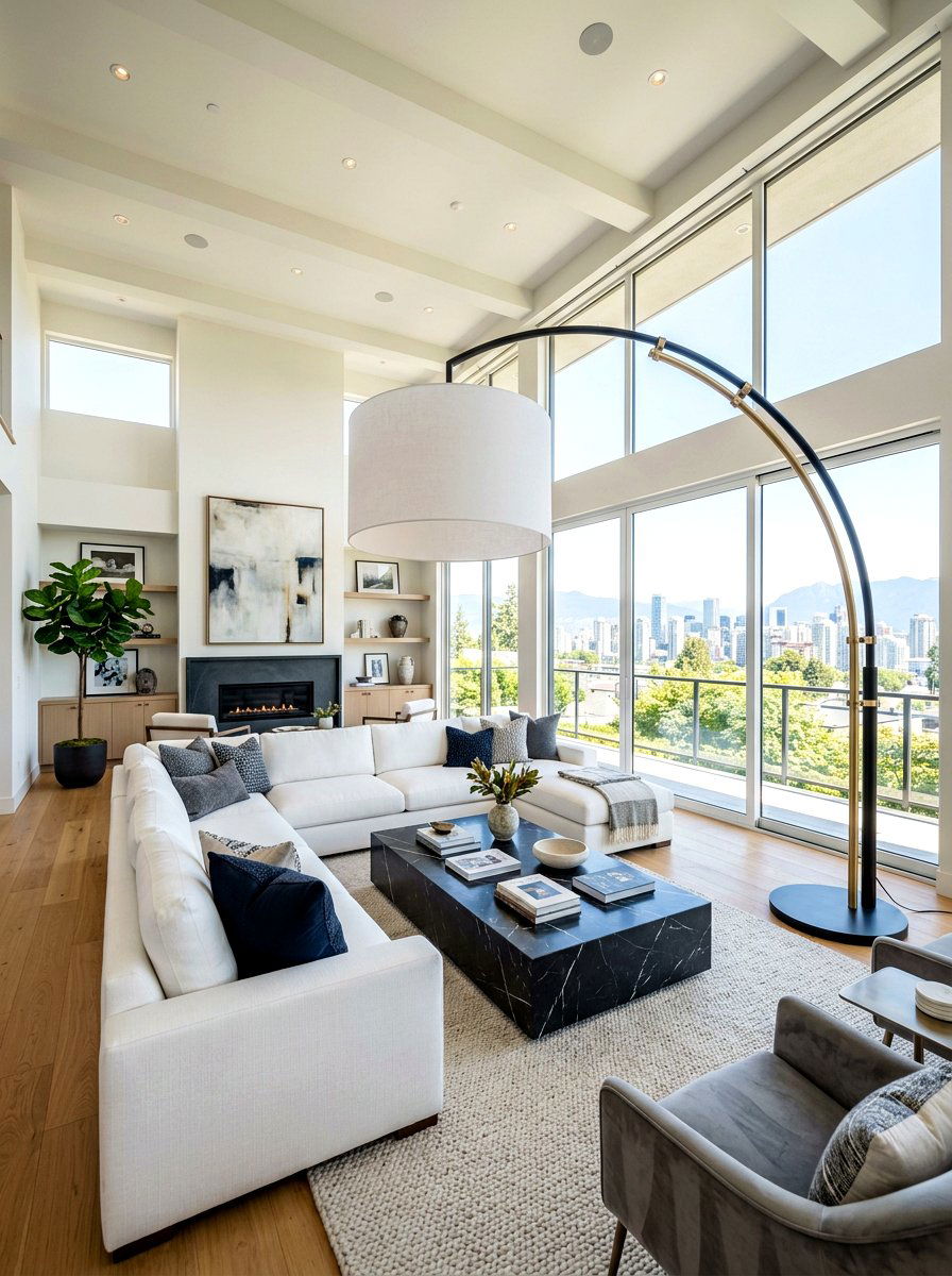 Oversized Floor Lamp - 30 layered lighting living room ideas