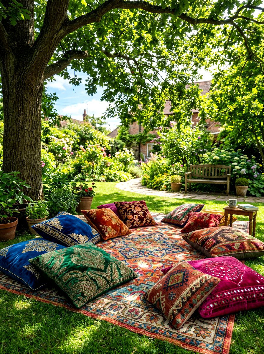 Oversized Floor Pillows - 30 bohemian backyard ideas