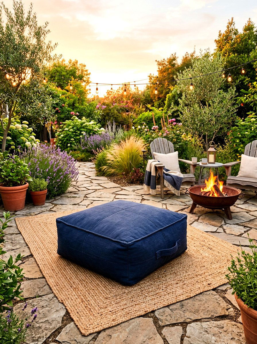 Oversized Floor Pouf - 30 outdoor pouf lounge ideas