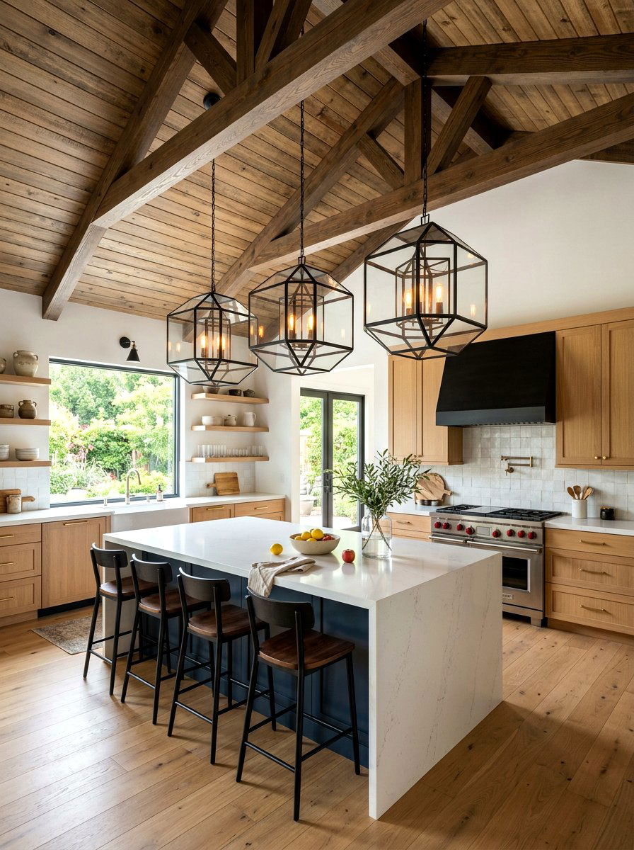 Oversized Geometric Lantern - 30 kitchen lantern lighting ideas