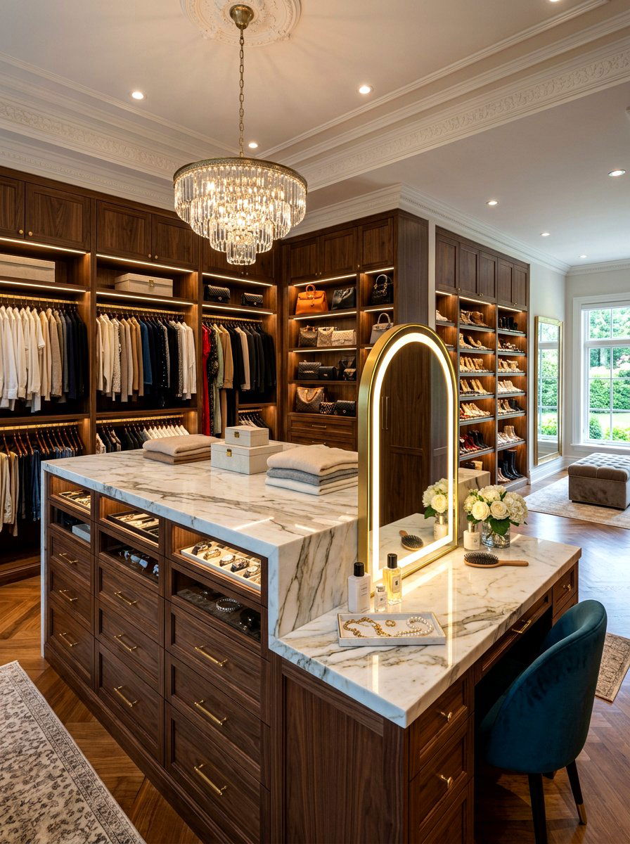 Oversized Grand Closet Island - 30 closet island ideas