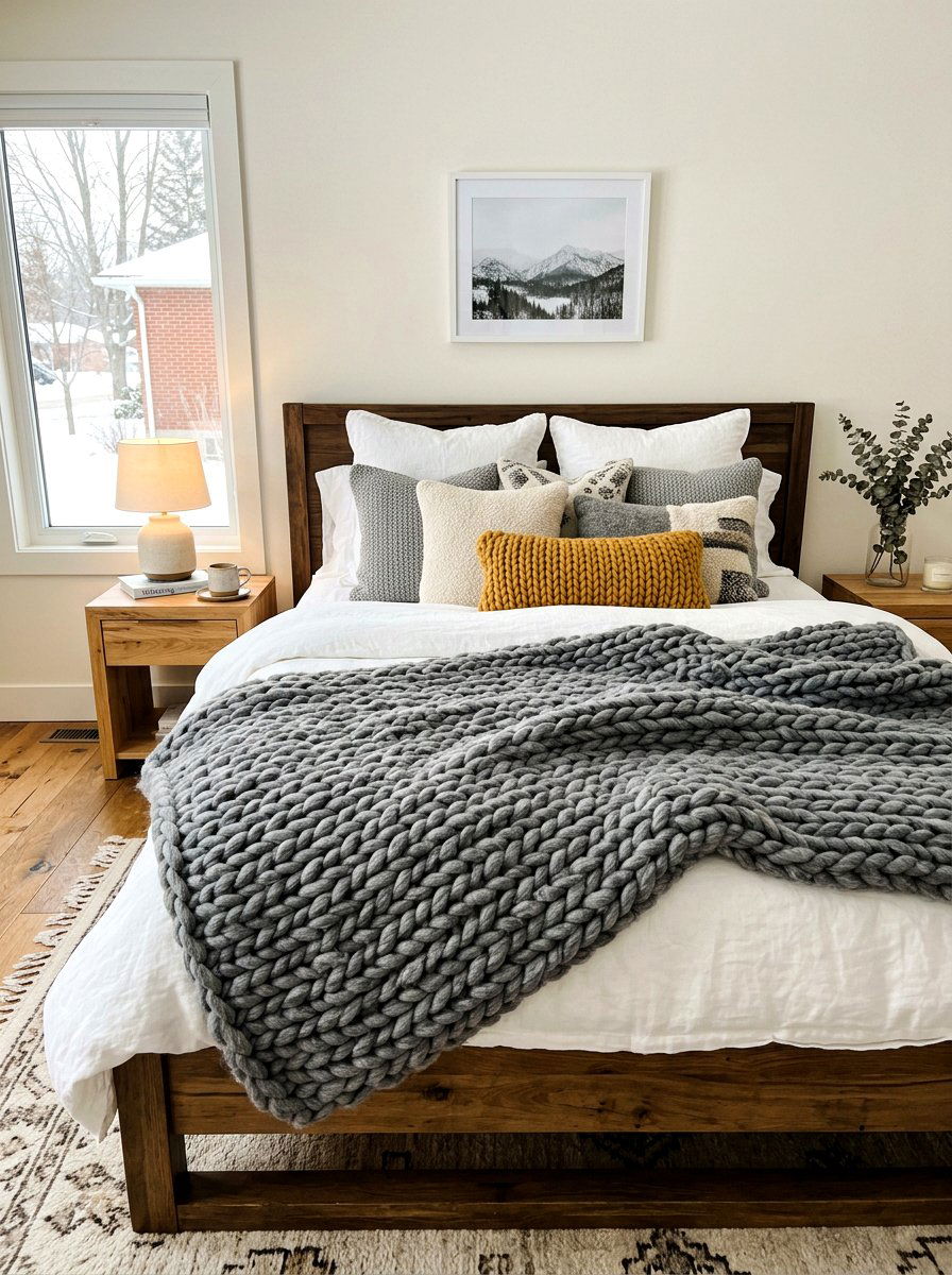Oversized Knit Blankets - 30 cozy bedroom ideas