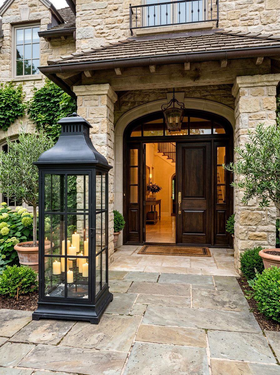 Oversized Lantern For Front Door - 30 winter porch lantern ideas