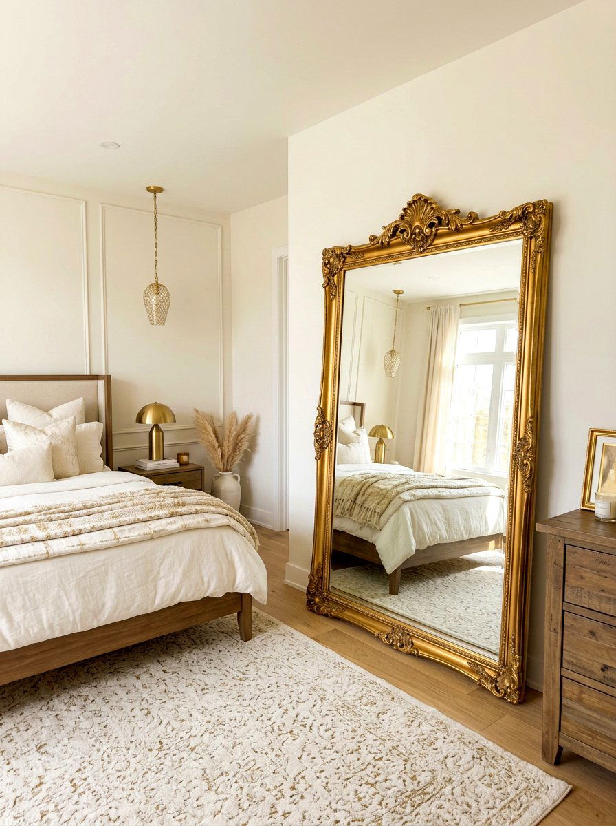 Oversized Leaner Mirror Bedroom - 30 romantic master bedroom ideas