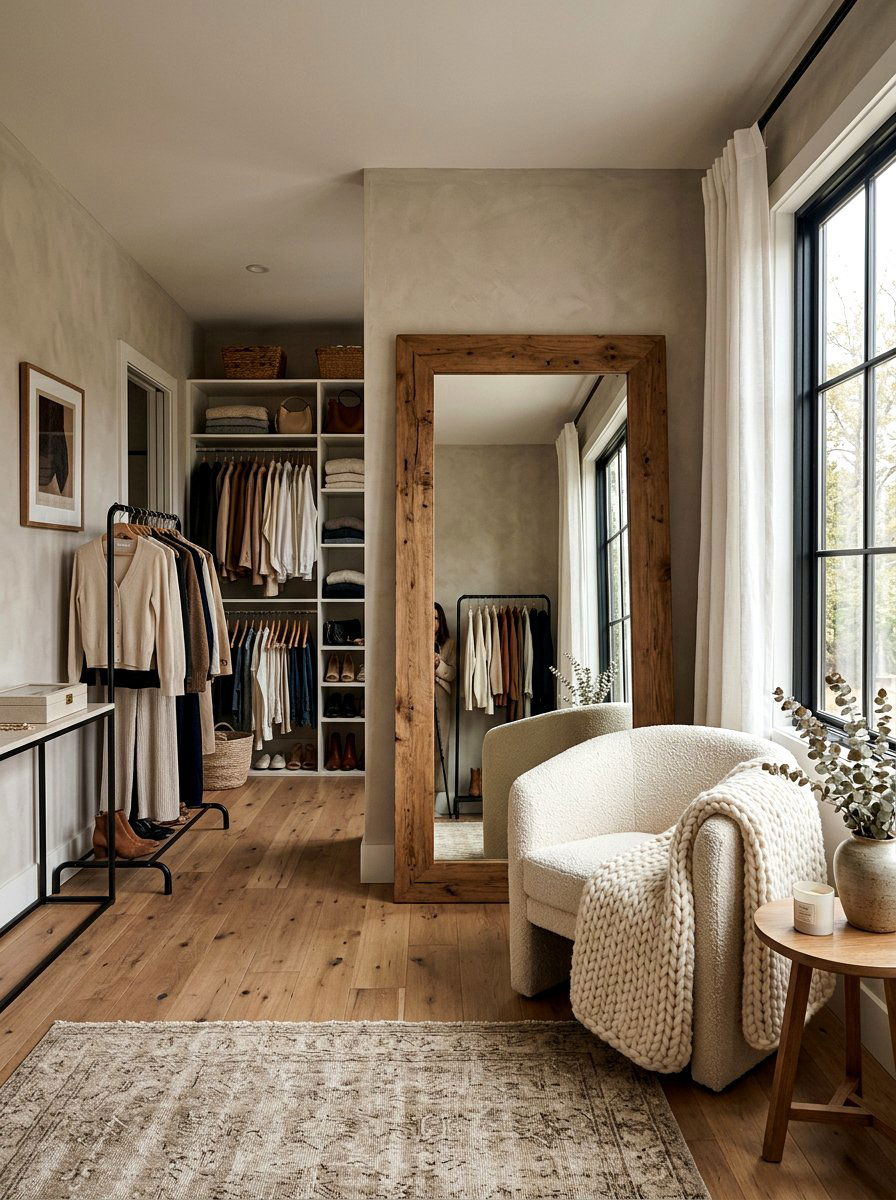 Oversized Leaner Mirror - 30 dressing room mirror wall ideas