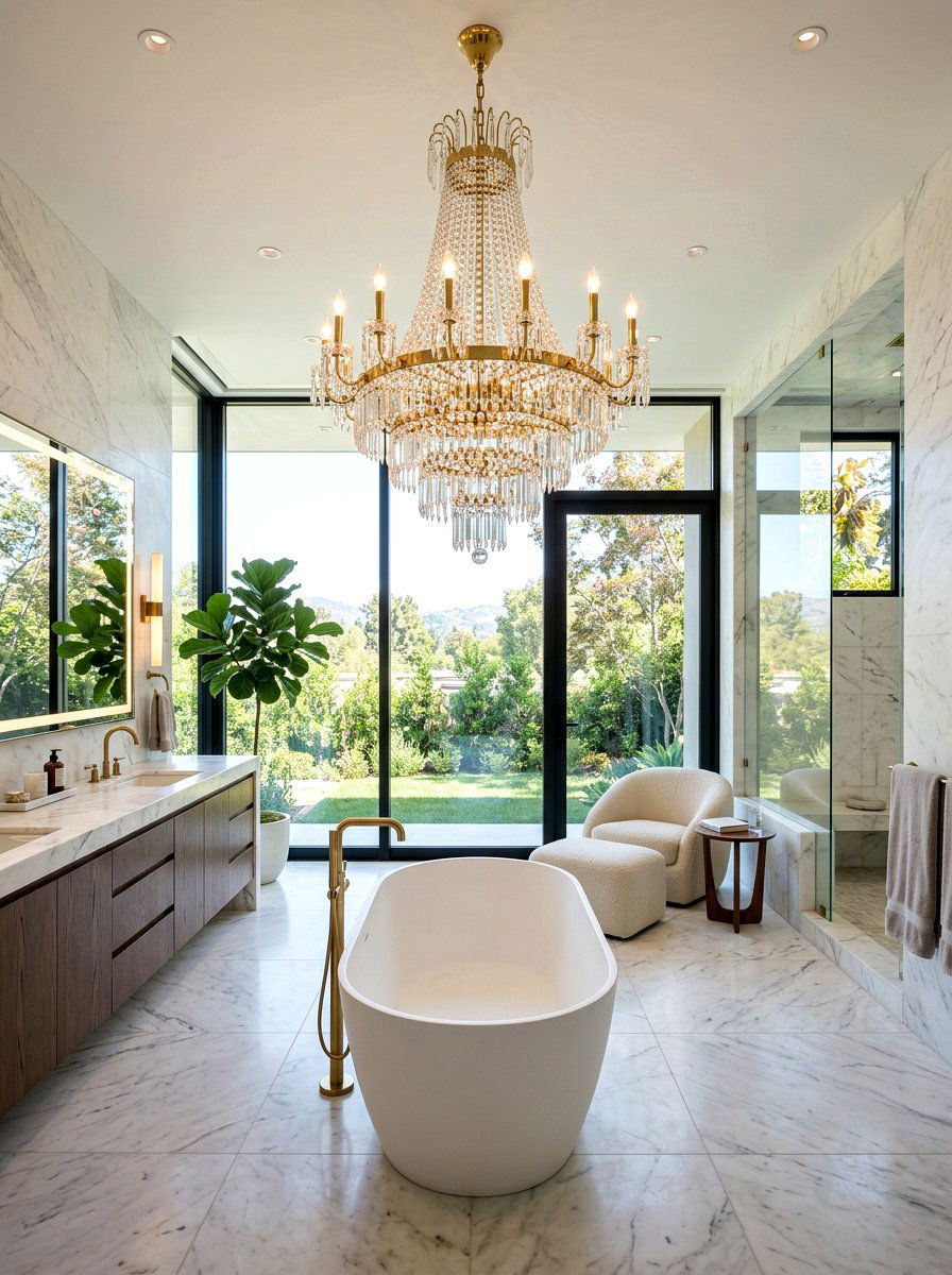 Oversized Luxury Chandelier Bathroom - 30 chandelier over bathtub ideas