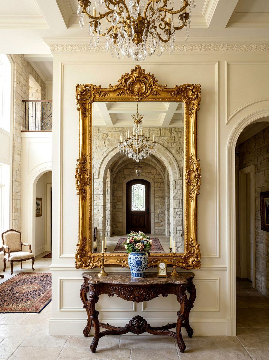 Oversized Ornate Mirror - 30 old world entryway ideas