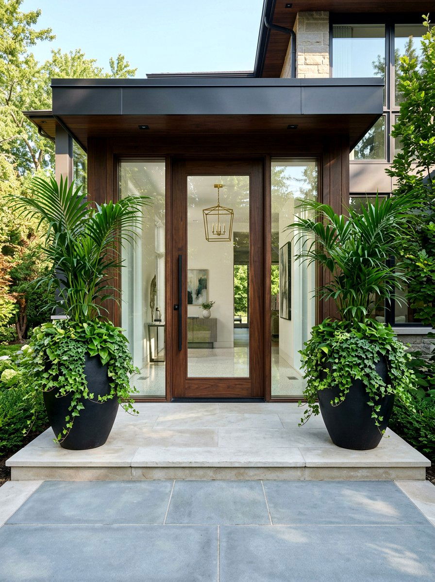Oversized Planters - 30 house entrance landscaping ideas