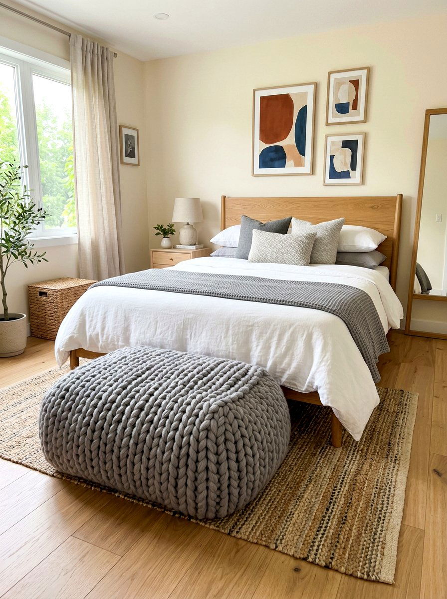 Oversized Pouf Bedroom - 30 cozy winter bedroom ideas