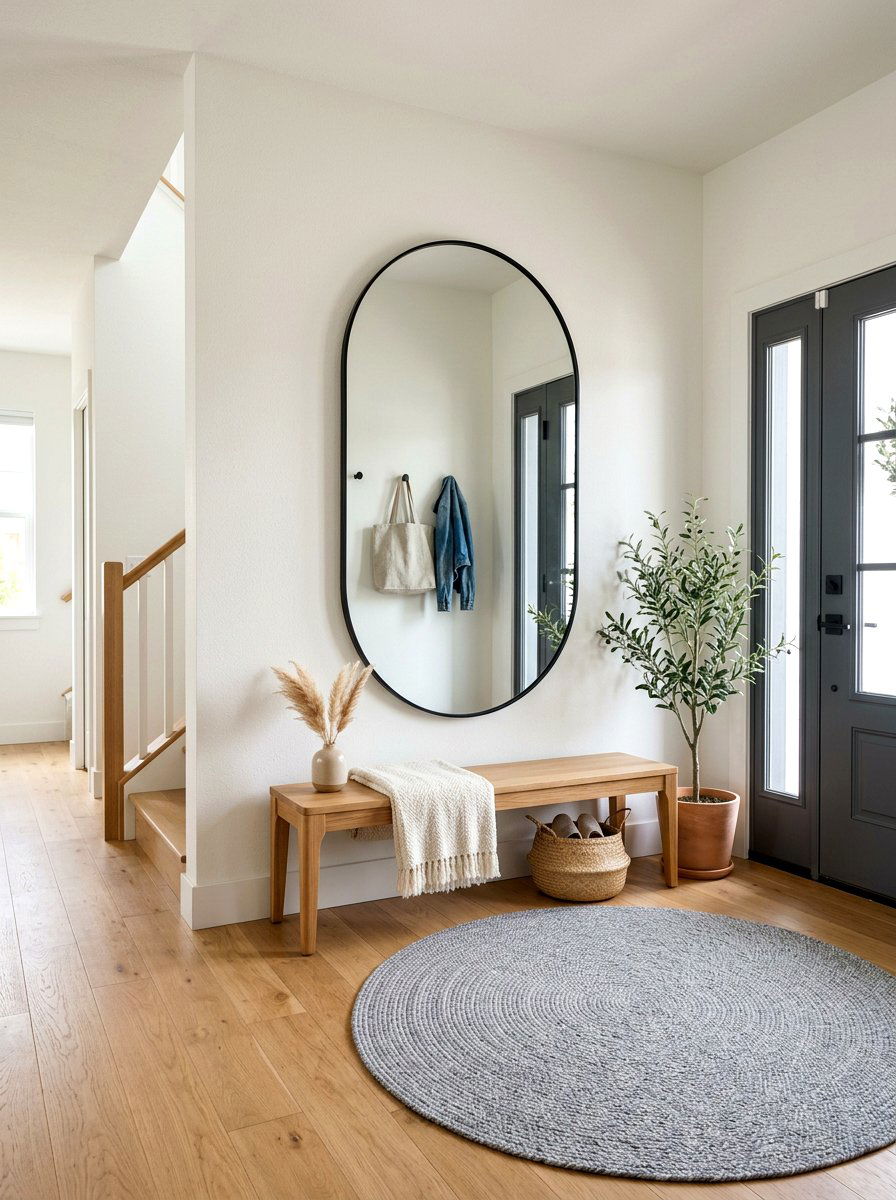 Oversized Round Corner Mirror Entryway - 30 oversized mirror leaning wall ideas