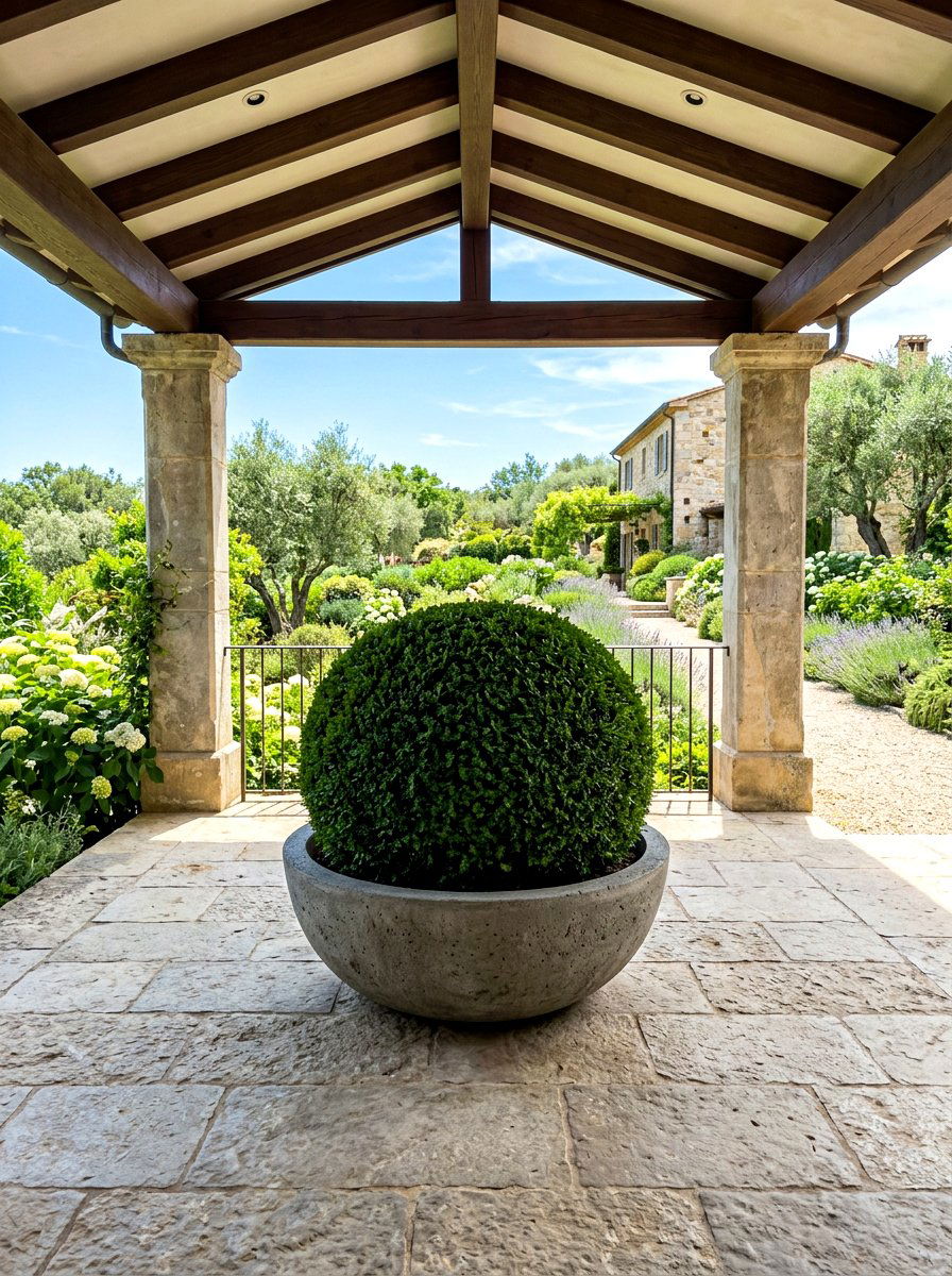 Oversized Round Topiary Ball - 30 topiary front porch ideas aesthetic