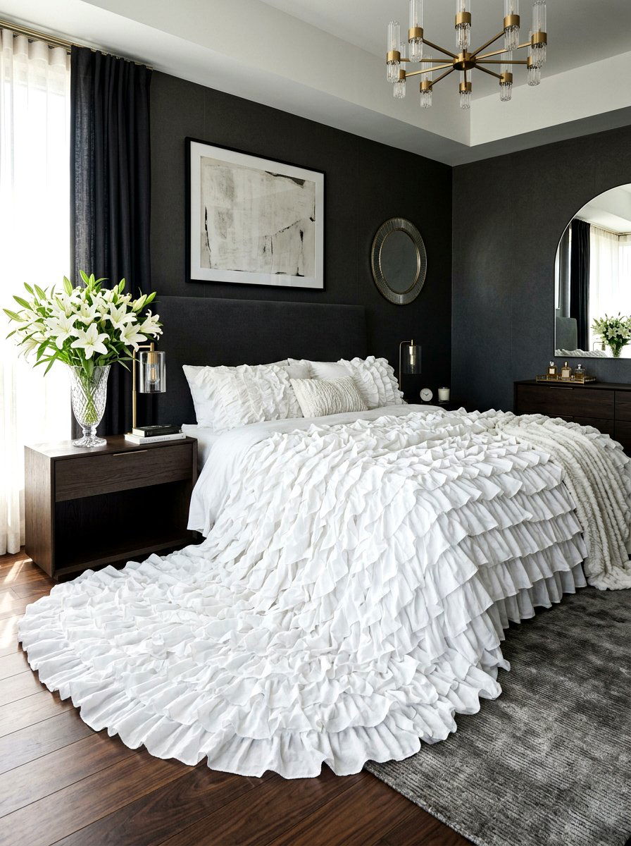 Oversized Ruffled Bedspread - 30 ruffled bedding bedroom ideas