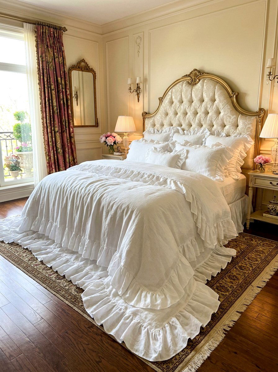 Oversized Ruffled Linen Bedding - 30 ruffled linen bedding ideas
