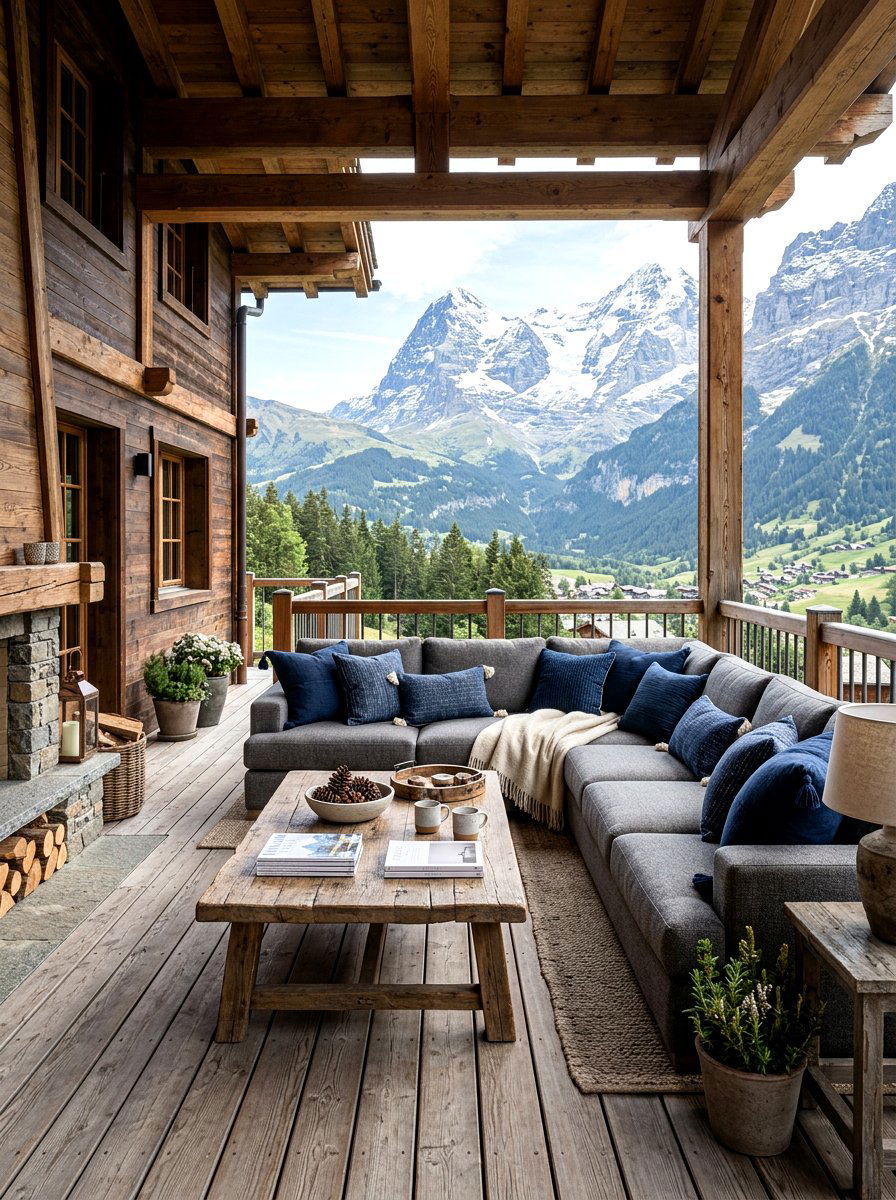 Oversized Sectional Sofa - 30 chalet porch ideas