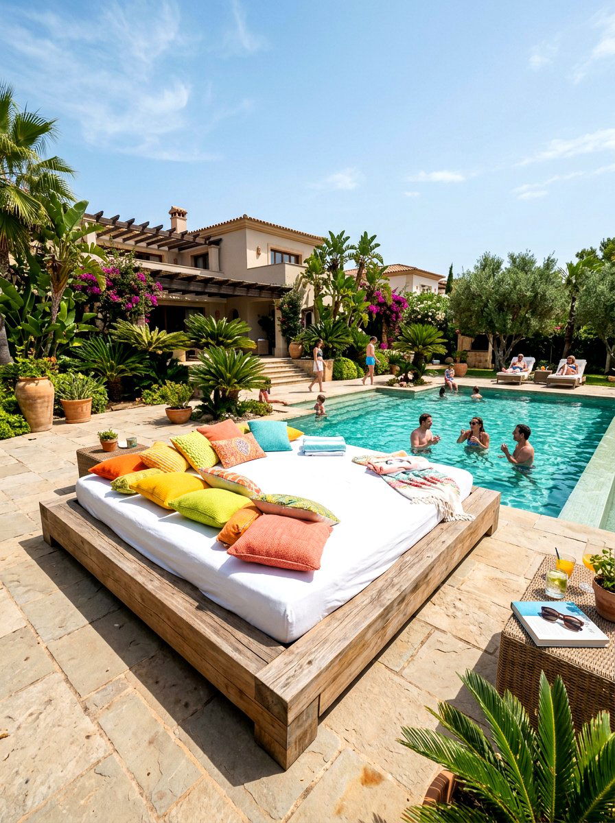 Oversized Square Daybed - 30 poolside daybed ideas