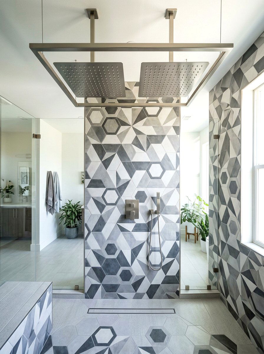 Oversized Square Double Shower Head - 30 double shower head ideas
