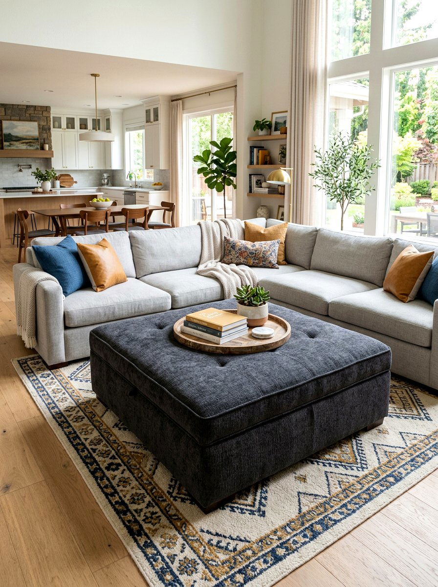 Oversized Square Storage Ottoman - 30 hidden ottoman storage ideas