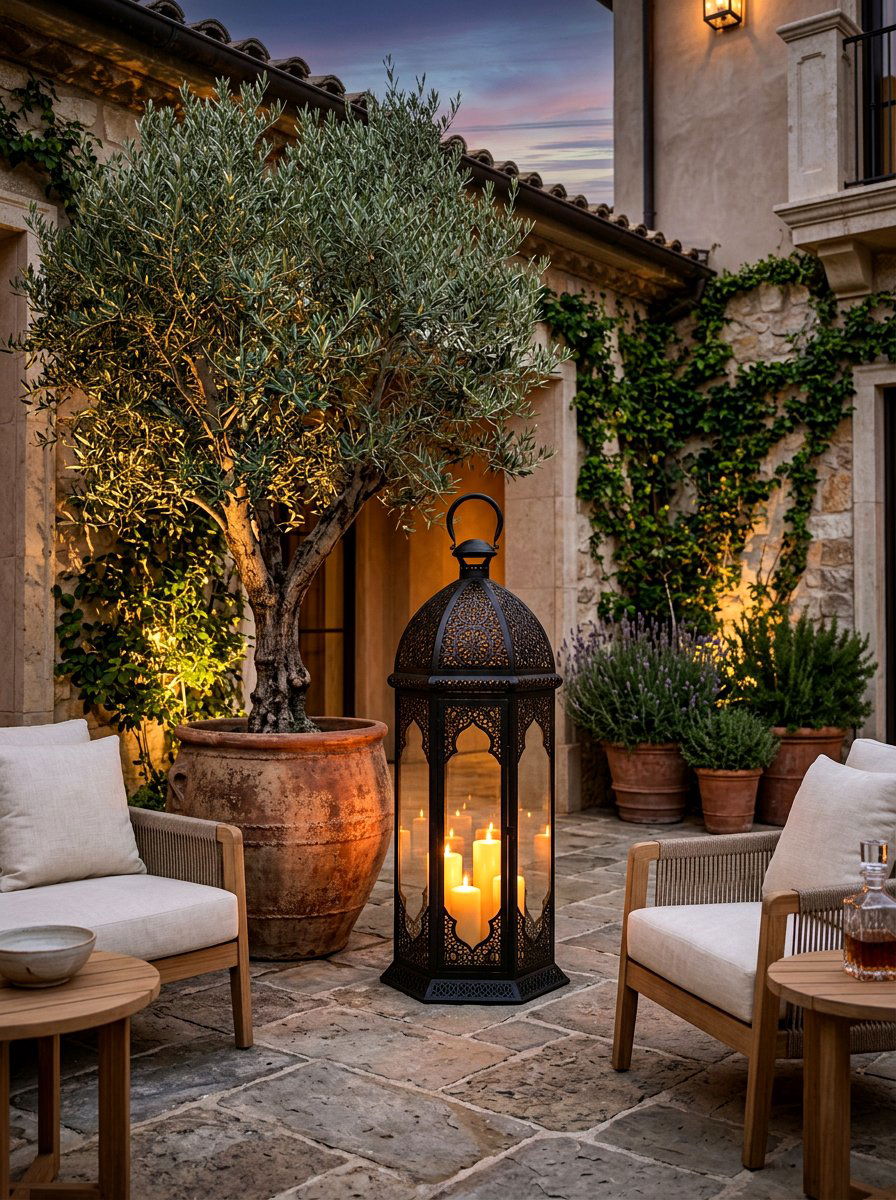 Oversized Statement Lantern Corner - 30 candle lantern patio ideas
