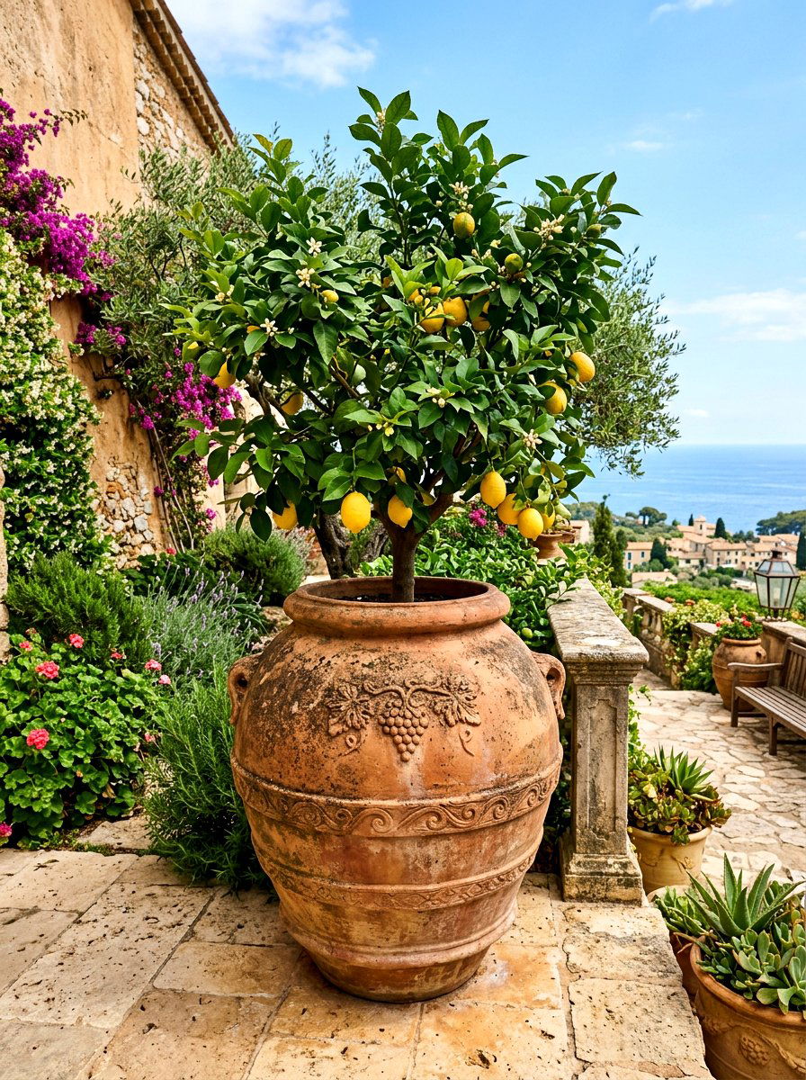 Oversized Terra Cotta Planter - 30 Tuscan patio ideas