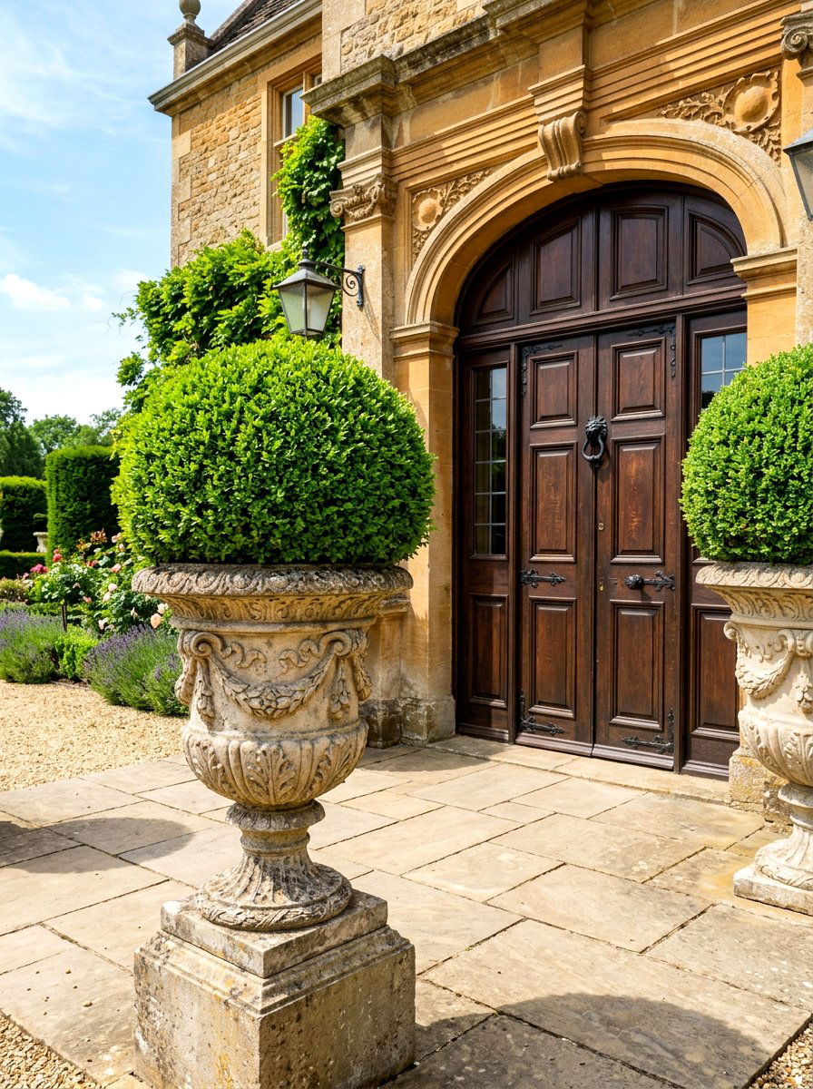 Oversized Urn Topiary - 30 topiary porch ideas