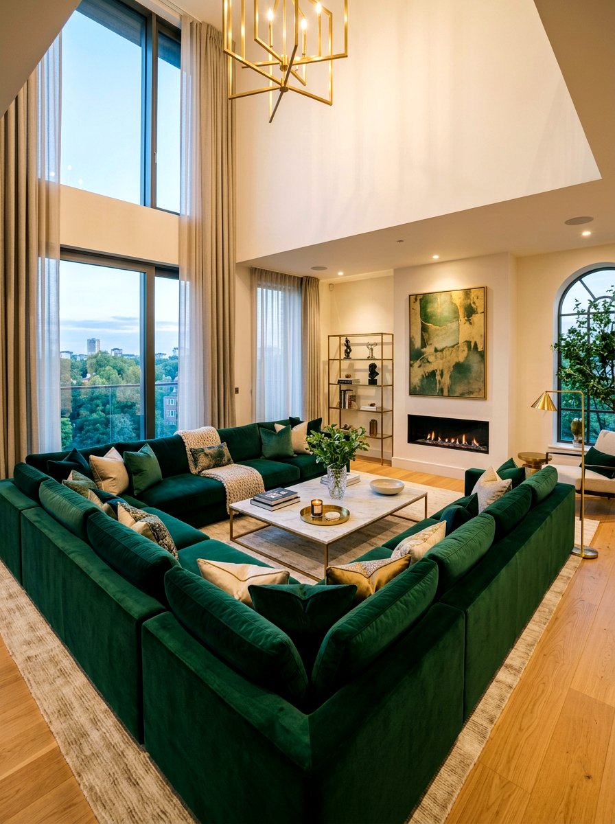 Oversized Velvet Pit Sofa - 30 pit sofa living room ideas