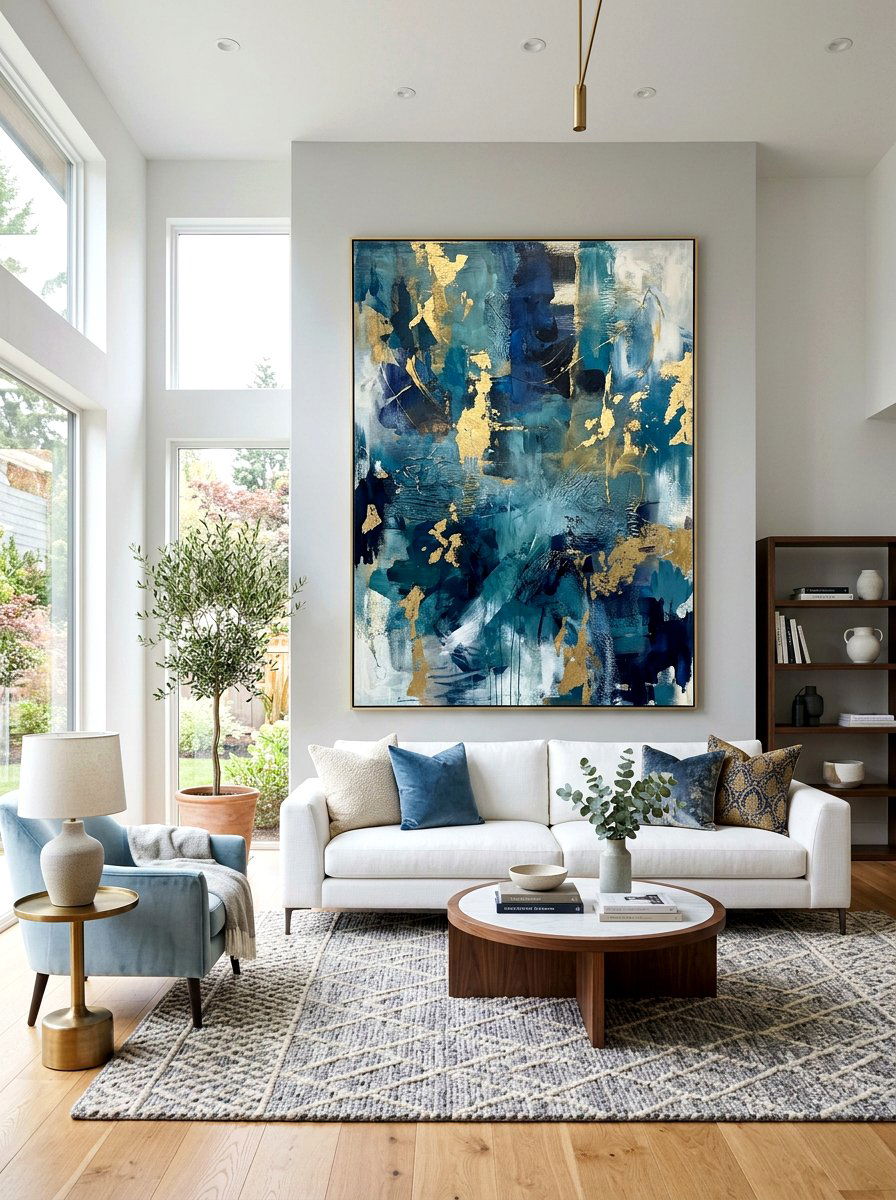 Oversized Wall Art - 30 elegant living room ideas