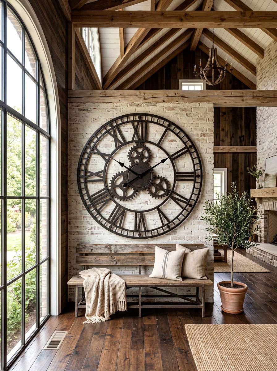 Oversized Wall Clock - 30 entryway wall decor ideas