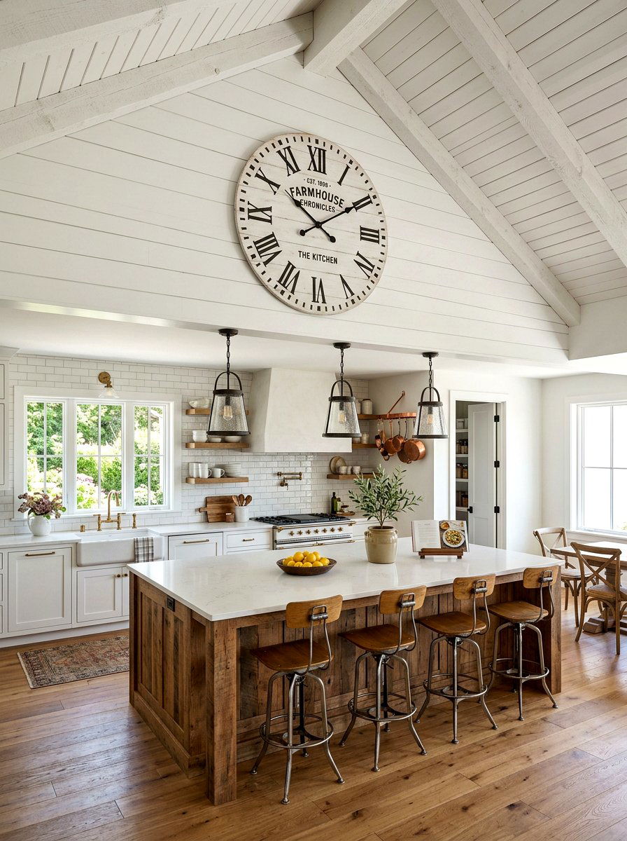 Oversized Wall Clock - 30 high ceiling decorating ideas