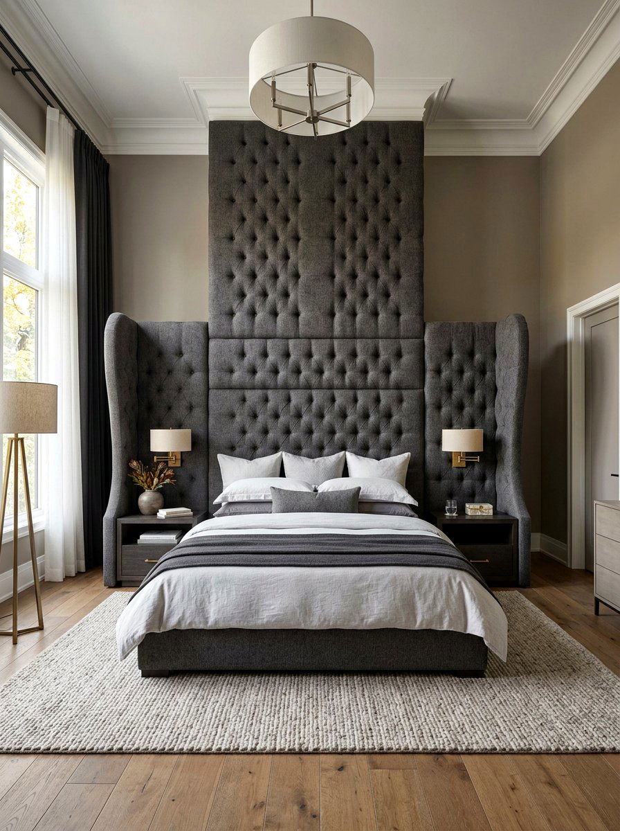 Oversized Wingback Headboard Extension - 30 wall wrapped headboard ideas
