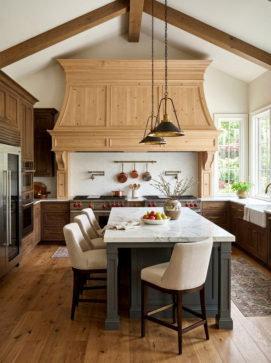 Oversized Wood Hood - 30 wood vent hood ideas