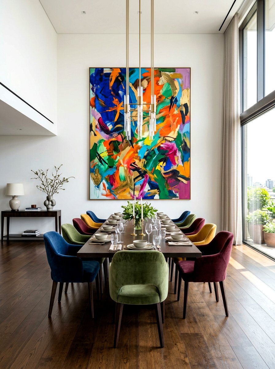 Oversized abstract dining room - 30 art filled dining room ideas