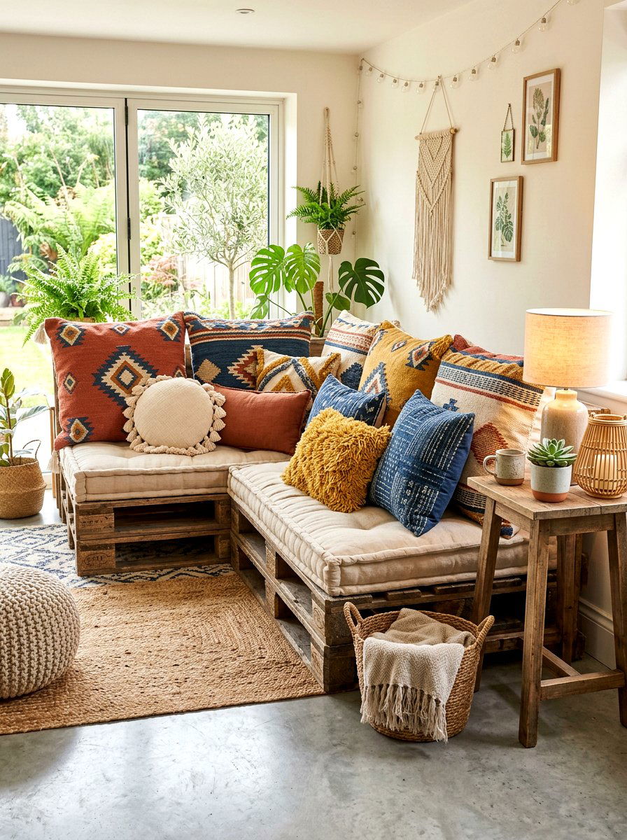 Oversized backrest pillow - 30 boho patio cushion ideas