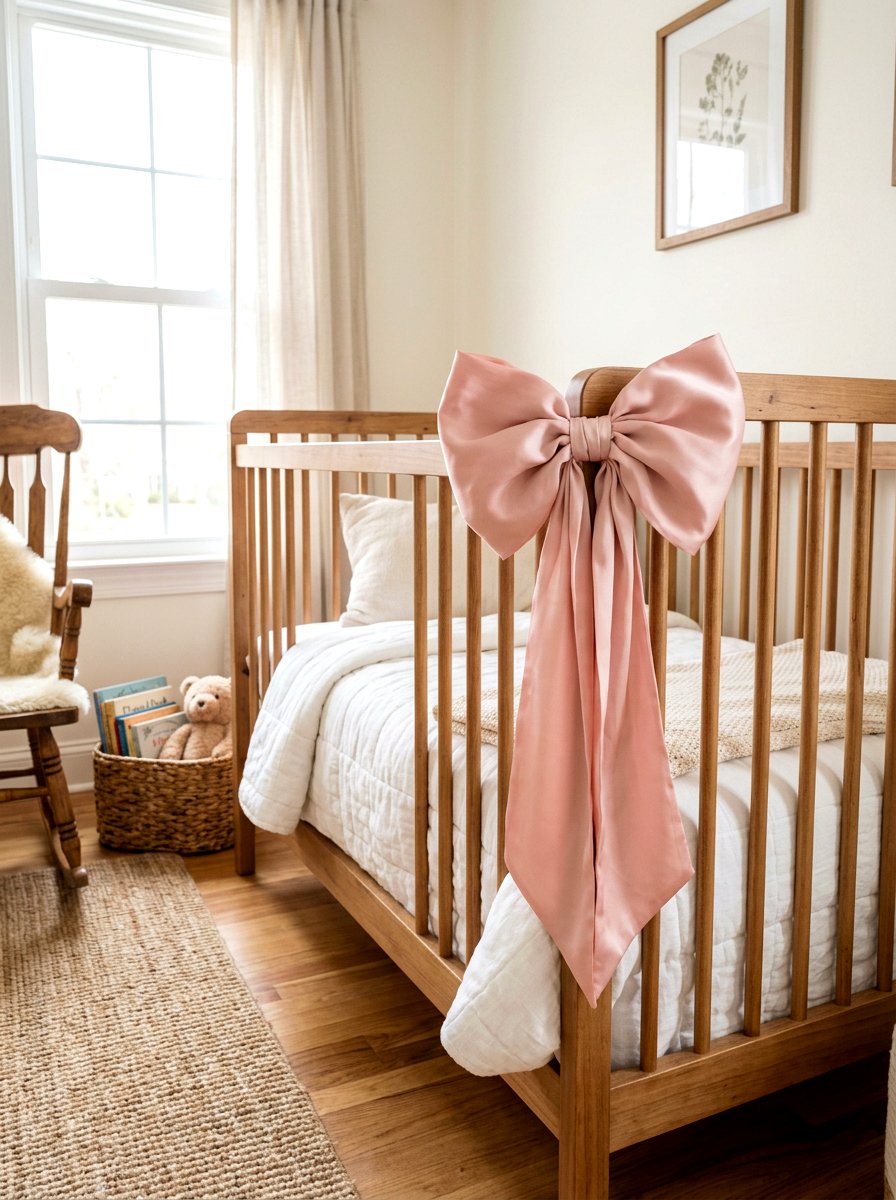 Oversized crib bow - 30 bow nursery decor ideas