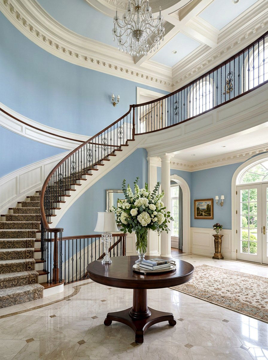 Oversized crown molding focus - 30 foyer wall molding ideas