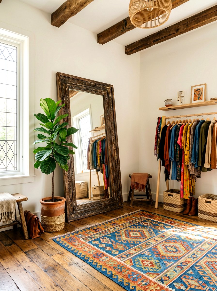 Oversized lean to mirror - 30 dressing room mirror ideas