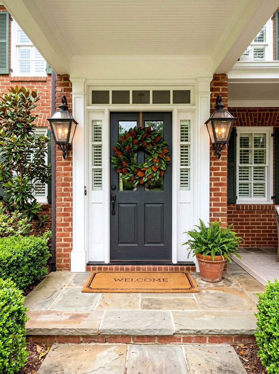 Oversized magnolia leaf wreath - 30 exterior wreath display ideas