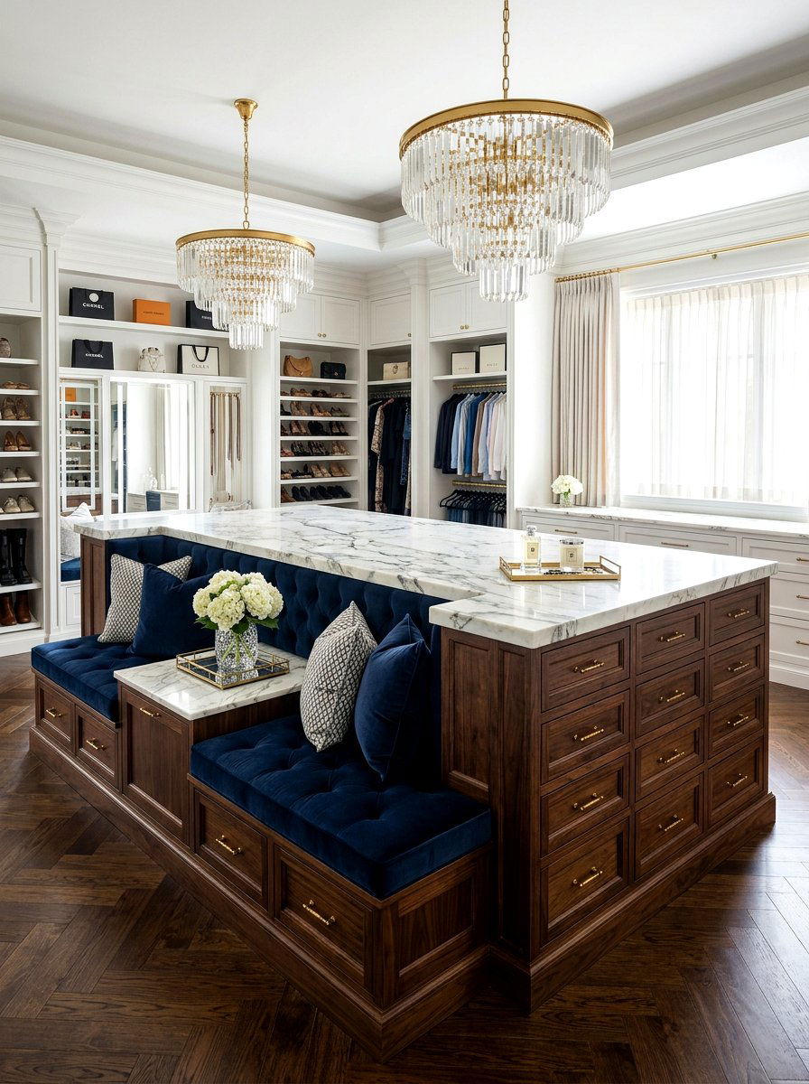 Oversized master suite island - 30 island dresser closet ideas